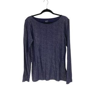 J. Crew Blue Purple Metallic Slub Painter Tee Long Sleeve Layer Casual Women Lg